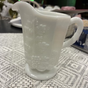 Milk Glass Creamer White Paneled Grape Embossed 4.5”Tall Westmoreland