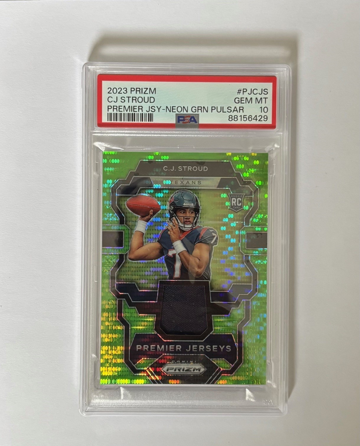 CJ Stroud Panini Prizm Premier Jerseys #PJCJS Neon Green Pulsar