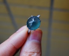 Certified Natural Grade A Icy Fei cui jadeite Ring Silver Adjustable Sizes