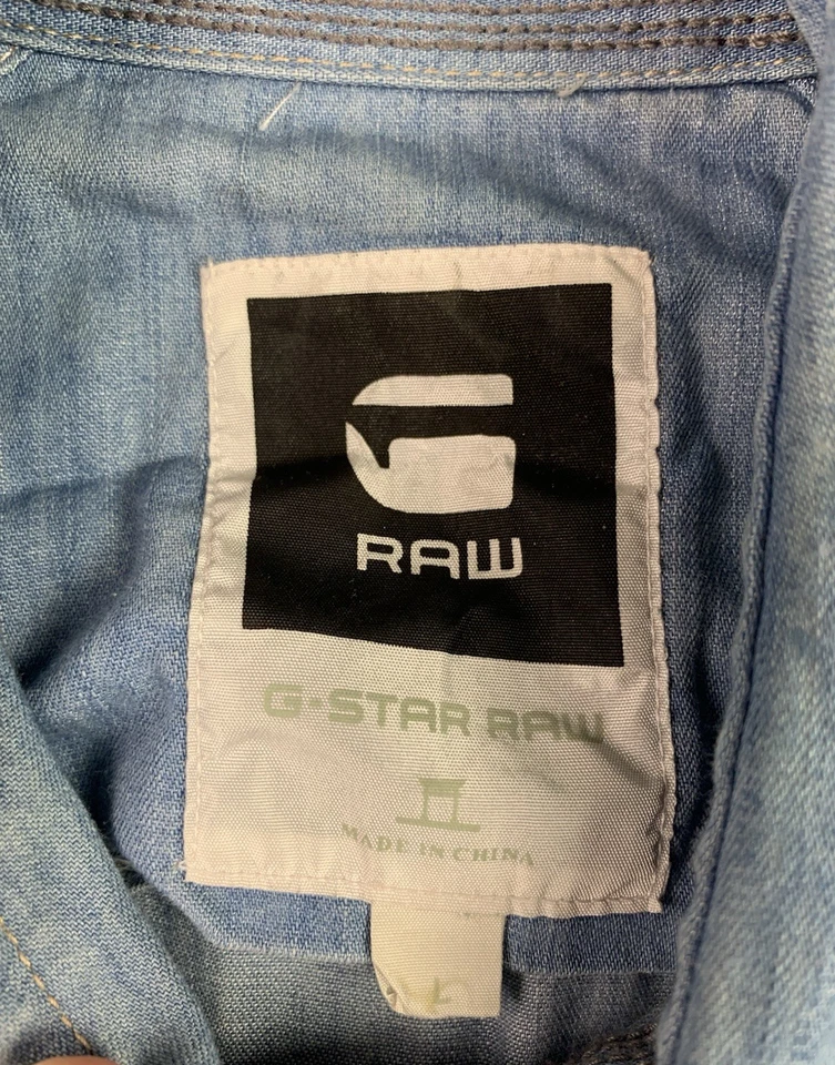 G Star Shirt Men Large Arizona Prestons Long Sleeve Snap Button Large Light Blue - image 3 of 4