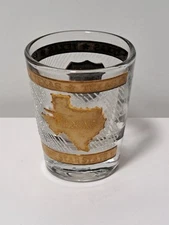 VINTAGE GOLD DECORATED TEXAS LIBBY SHOT GLASS