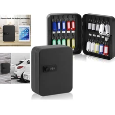 Wall-Mount Key Storage Box with 20 Hooks & Electronic Lock - Durable & Secure