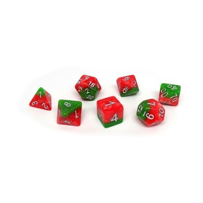 Easy Roller Dice Red and Green Two Tone w/Silver (7) New