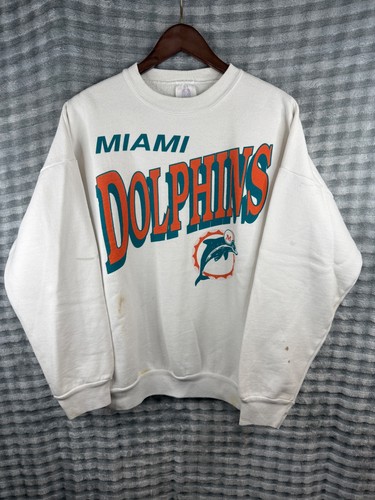 Logo 7 Sweatshirt Mens XL Miami Dolphins White Crewneck Pullover Graph