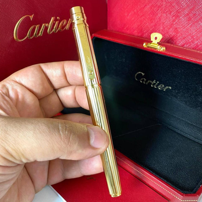 Cartier Santos de Cartier Rollerball Pen Full Gold Luxury Pen with