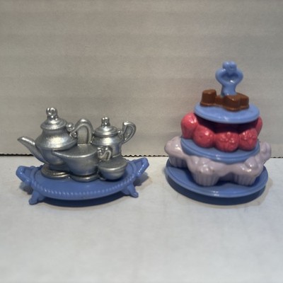 Fisher Price Loving Family Dollhouse 3 Tier Cupcake Holder & Silver Tea Set Tray