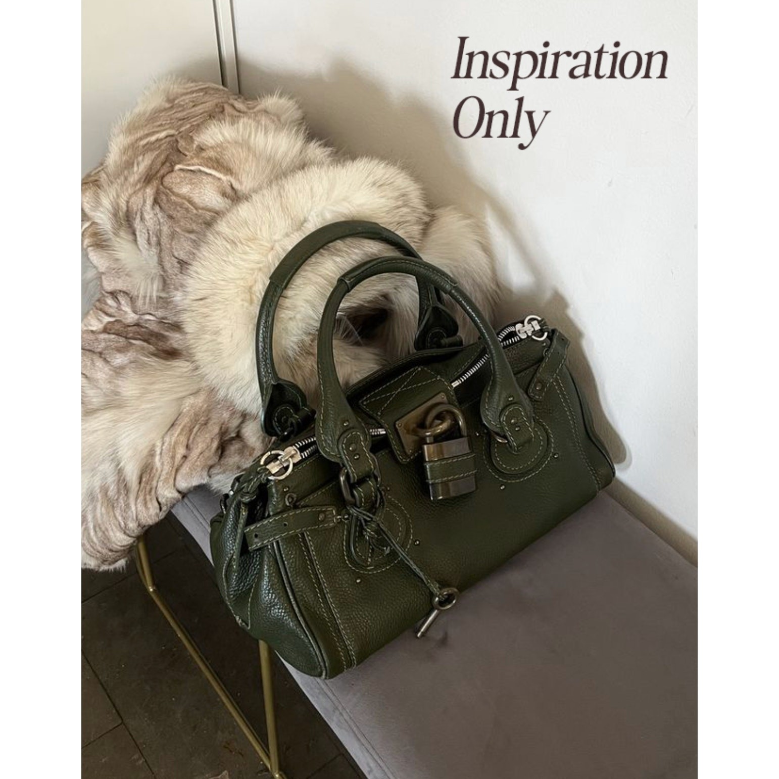 CHLOE Paddington Bag Small Green Silver Satchel Tote Phoebe Philo Y2K image 3