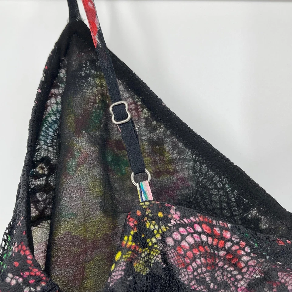 Ella Moss 100% Silk Black Floral Lace Trim Cami Top Tank Women's Size S Y2K - Image 4 of 4