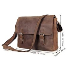 Vintage Crazy Horse Leather Men Shoulder bag ...