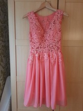 Festliches Kleid,Gr. 176/XS/34 Konfirmation/Jugendweihe LACHSFARBEN,Spitzenbesat