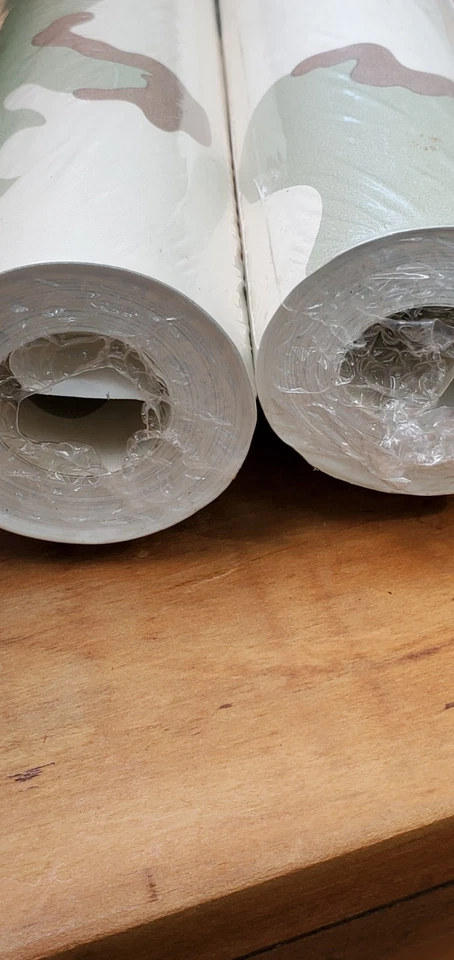 4 rollos de papel tapiz York verde camuflado NOS Foto 4 de 4