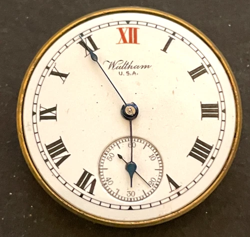 Antique 1914 Waltham Model 1900 110 Pocket Watch Movement Good Balance 0s 7j USA