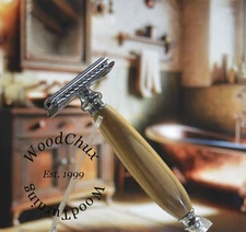 Handmade Exotic Bethlehem Olive Wood Safety Shaving Razor SEE VIDEO 1054b
