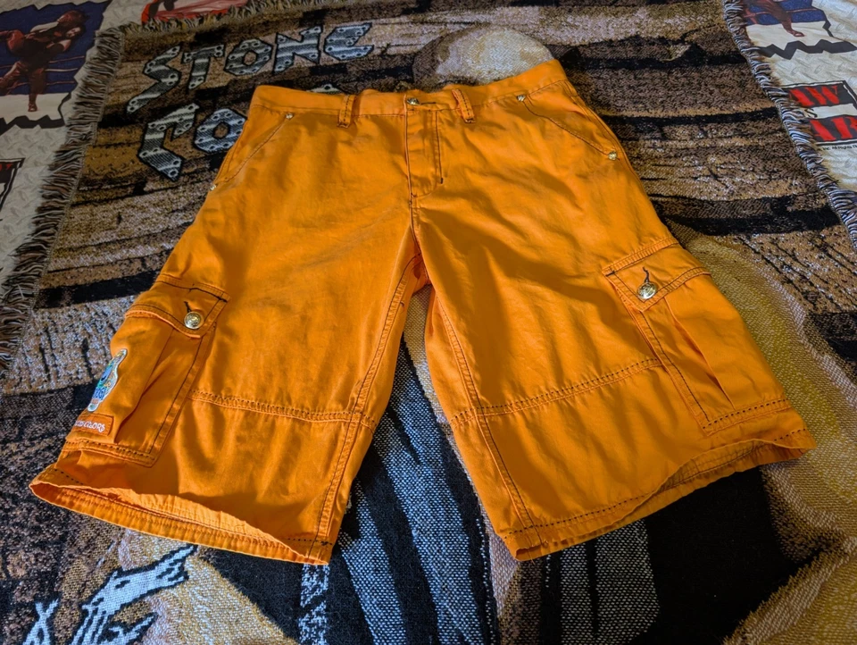 Coogi Cargo Shorts Mens 36 Orange Baggy Australia Patch Outdoor Streetwear - Image 3 of 4
