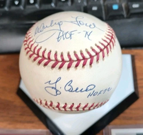 Yogi Berra & Whitey Ford HOF Inscribed Auto Signed AL Rawlings Baseball JSA