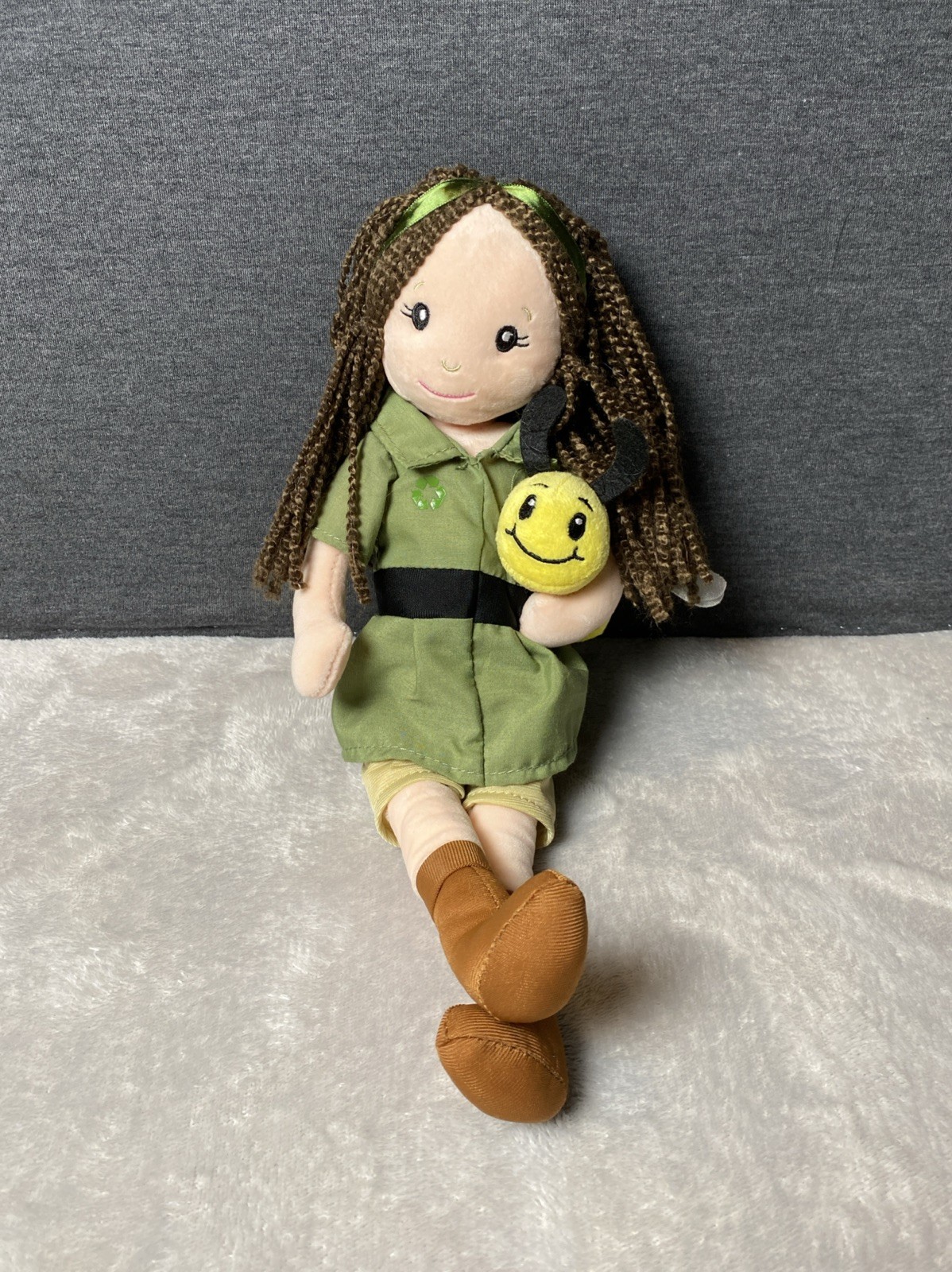 The Petting Zoo ZOOKEEPER Doll 17" Holding Bumble Bee Park Ranger Plush Lovey