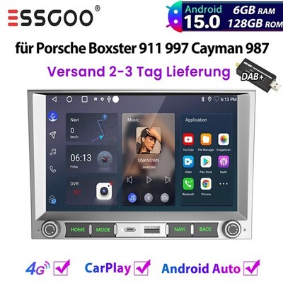DAB+ 6+128GB Android 15 CarPlay Autoradio Für Porsche Boxster 911 997 Cayman 987