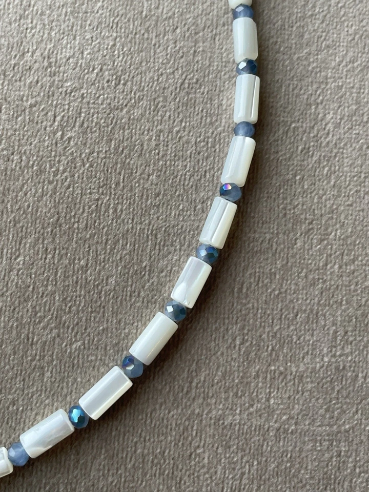 "Collar colgante MADRE DE PERLA tubo cuentas INOX TORTUGA MARINA 16,25"" brillante" Foto 3 de 4