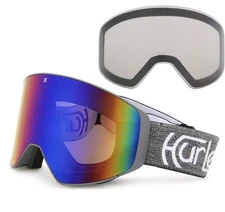 $175 HURLEY VISAGE PREMIUM SNOW GOGGLES: BLUE w/ EXTRA LENS~GRAY STRAP/FRAME~NIB