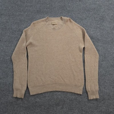 Weston Jon Boucher Sweater Mens Large Beige Valen Waffle Knit Wool Cashmere Crew