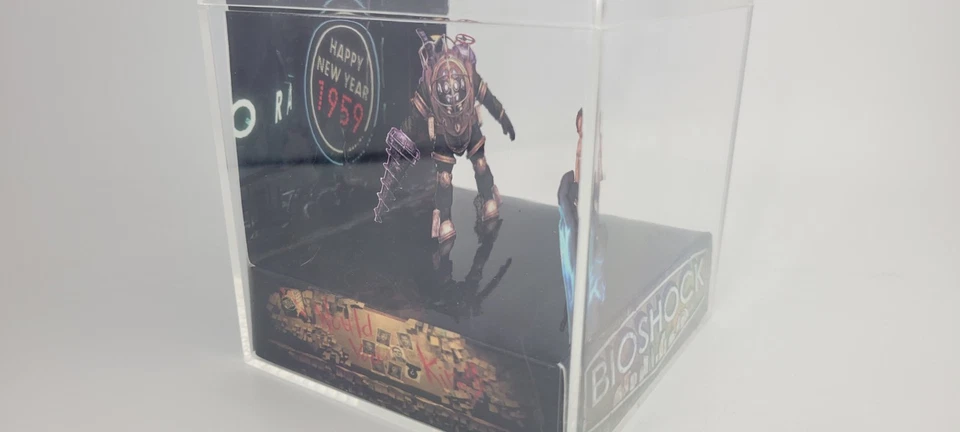 BioShock Retro 3D Cube Handmade Diorama Big Daddy Video Game Shadowbox - Image 2 of 4