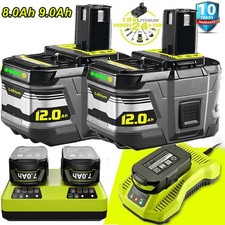 12.0Ah 8.0Ah P108 Battery / Charger For Ryobi 18V ONE P102 P107 All ONE Tools