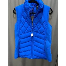 Bernardo Fitted Neoprene Insert Vest Women's Large Blue Full Zip Sleeveless C6