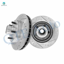 Front Drilled Slotted Brake Disc Rotors and Hub Assembly For 1995-1999 GMC C1500