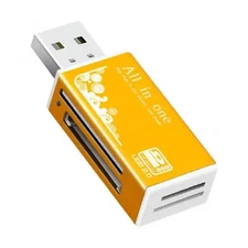 Color: Gold - Multifunctional USB 2.0 Micro-SD/TF/CT/MS/SDHC/MMC Memory Card Rea