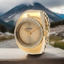 Fossil Watch Ring Quartz Gold Dial Ladies Watch ES5319