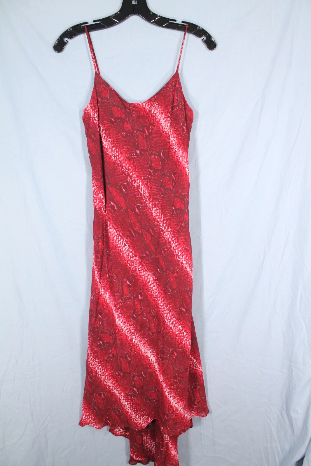 NWT CACHE Lined CHIFFON Red SNAKE PRINT Hi-Low SLEEVELESS Midi SLIP DRESS Sz S