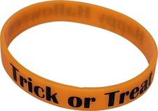5 Pack Trick or Treat Orange Black Kids Silicone Rubber Wristband Bracelet