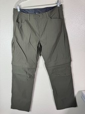 Eddie Bauer Mens Olive Green Convertible Tech Hiking Pants Size 38x32 Outdoor