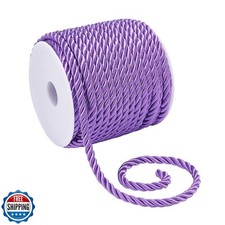 PH PandaHall 3 Braided Cord 5mm Purple Twist Rope Decorative Cord Shiny Visco