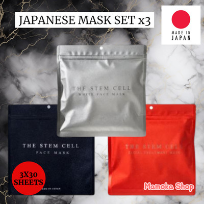 The Stem Cell Face Mask Premium Set White, Red &Black 30 Sheets x3 Made in Japan