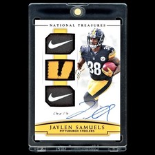 Jaylen Samuels 1/1 2018 National Treasures Rookie NFL Gear Sig Trios Laundry Tag