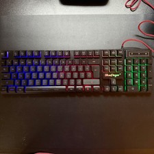 BlueFinger RGB Backlit Wired Gaming Keyboard Black Braided USB Cable Multimedia