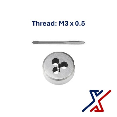 M3 x 0.5 Thread Cutting Carbon Steel Tap & Die Set (1 Set) by X1 Tools