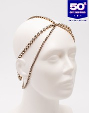 RRP€450 ELISABETTA FRANCHI Head Chain Rhinestones Made in Italy