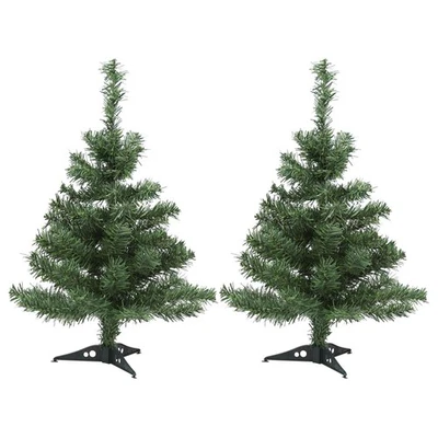 HARBOUR HOUSEWARES 2x Artificial Christmas Trees 2ft Green Bushy Xmas Home Tabletop Table Décor