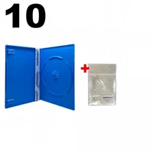 10 SLIM Solid Blue Color Single DVD Cases 7MM & 100 OPP Bags