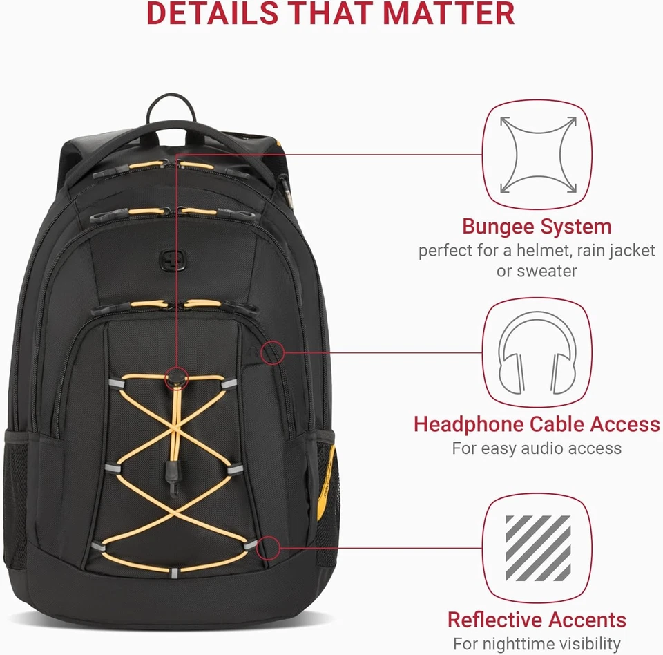 Mochila elástica SwissGear 1186, caqui vintage, caqui de 17 pulgadas Foto 3 de 4