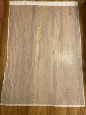 IKEA Sheer Curtain Horizontal Stripes White 4 Panels 57 x 84in String Tab Top