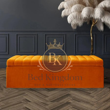 Safar Large Ottoman Storage Box, Blanket Box, Velvet Shoe Bench, Window Bench