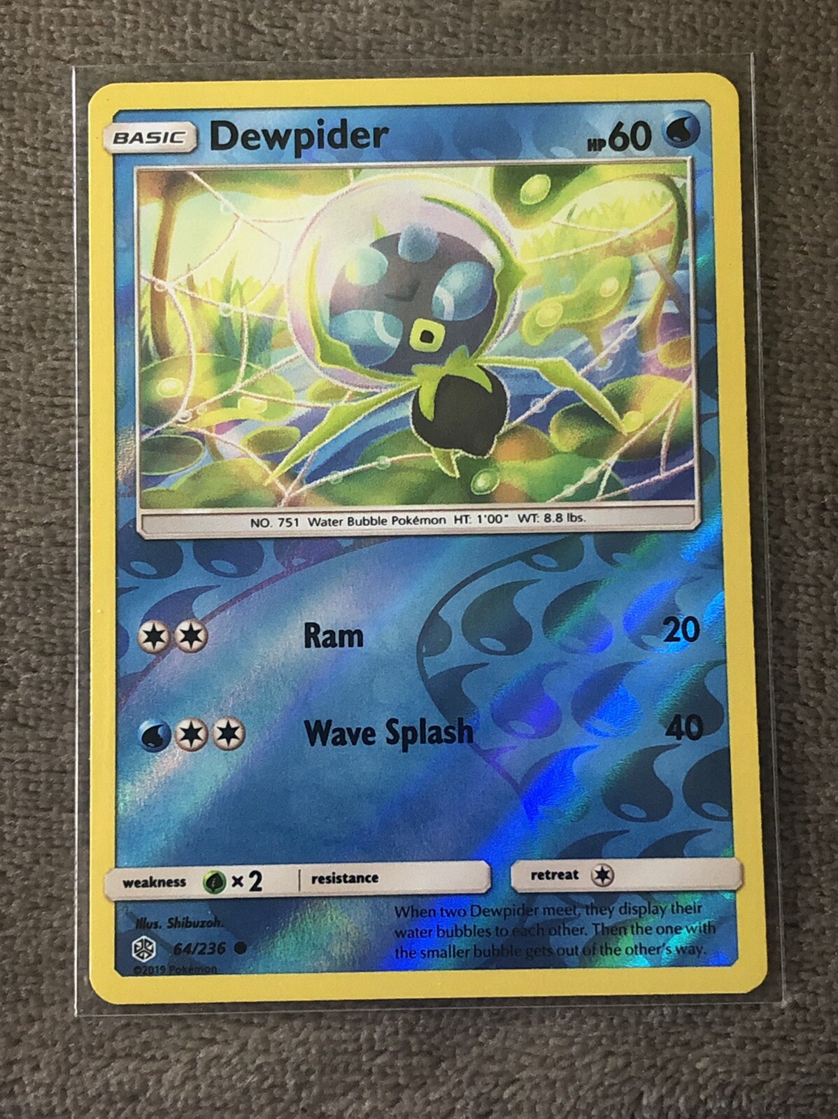 Dewpider 64/236 - Reverse Holo Common Pokemon Card - Cosmic Eclipse - NM