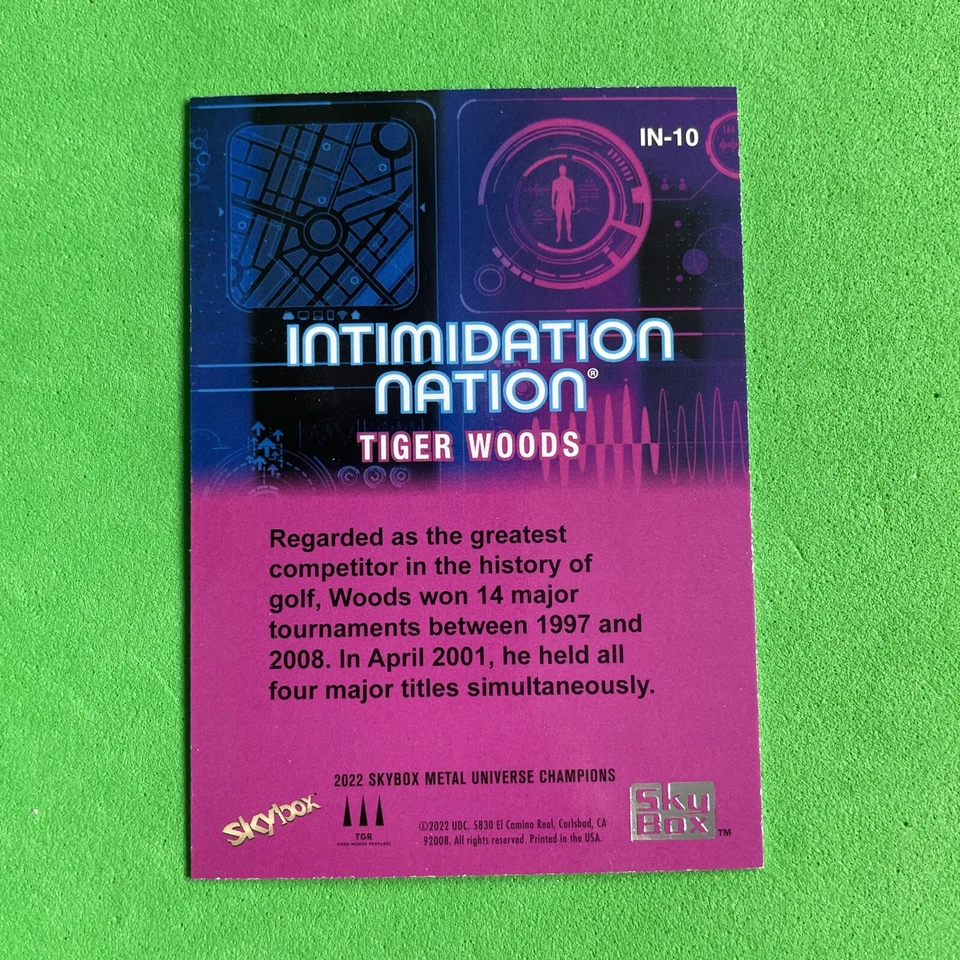 TIGER WOODS PGA GOLF CARD 2022 Skybox Metal #IN-10 Intimidation Nation TGR - Image 4 of 4