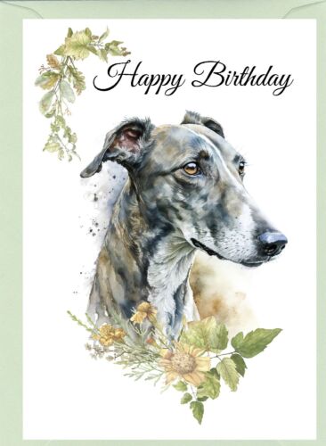 Windhund Hund (4""x 6"") Geburtstagskarte - innen leer - von Starprint - Bild 1 von 2