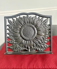 Vintage Cast Iron Sunflower Cookbook Holder Book Stand
