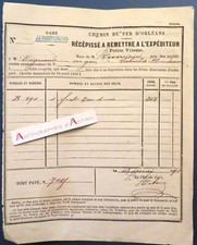 ● Gare de ROCHE-CHALAIS 1871 Chemin de fer d'Orléans reçu fut eau de vie Vignaud