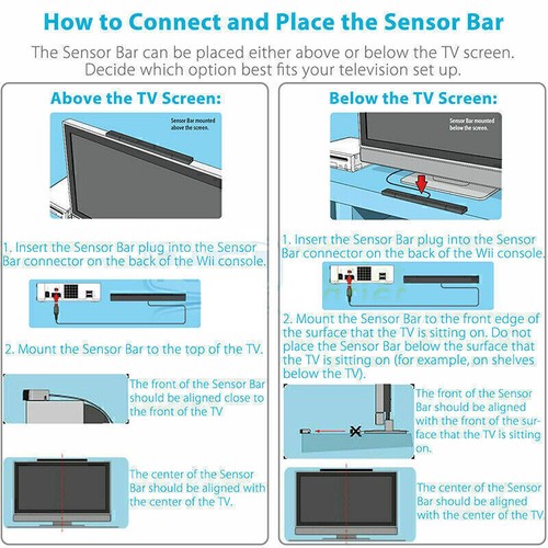 Wired Remote Motion Sensor Bar IR Infrared Ray Inductor for Nintendo Wii / Wii U - Picture 6 of 11